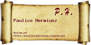 Paulics Hermiusz névjegykártya